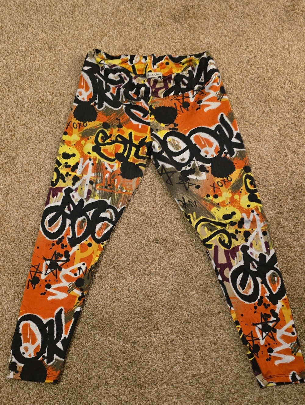 Derek Heart Orange Multi Graffiti Leggings